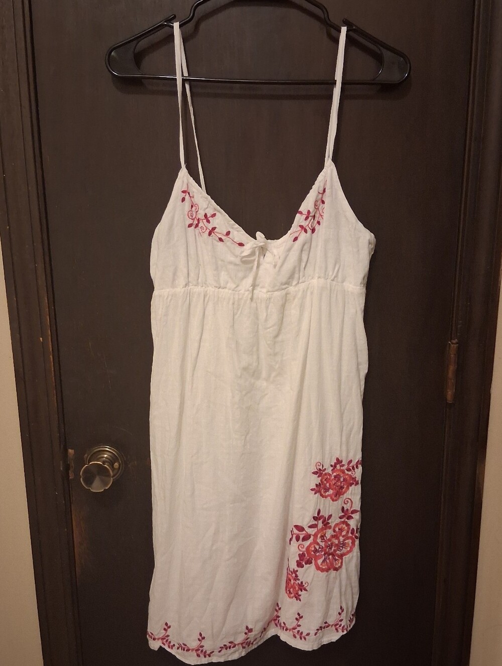Aeropostale White Slip Dress with Pink Floral Embroidery
